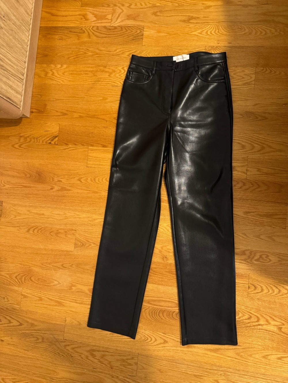 Aritzia Black Faux Leather Straight-Leg Pants